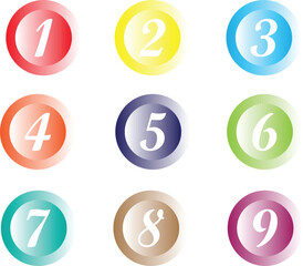  simple different color bullet points stroke round number set from one to nine simple flat style the numbers on the different circles are lined up number shown on a white background