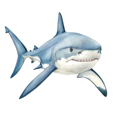 Detailed Illustration of a Bull Shark Swimming Gracefully Underwater in Vivid Colors and Realistic Features