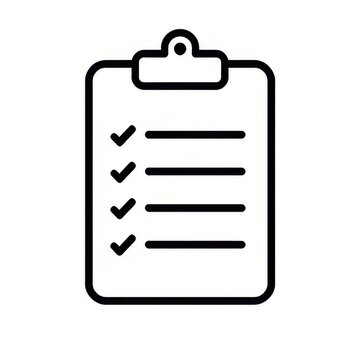 clipboard with checklist icon on white background