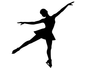 figure skater black silhouette vector with white background