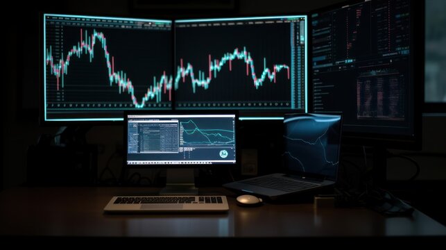 Night Trading Session: Stock Market Data Analysis on Multiple Screens