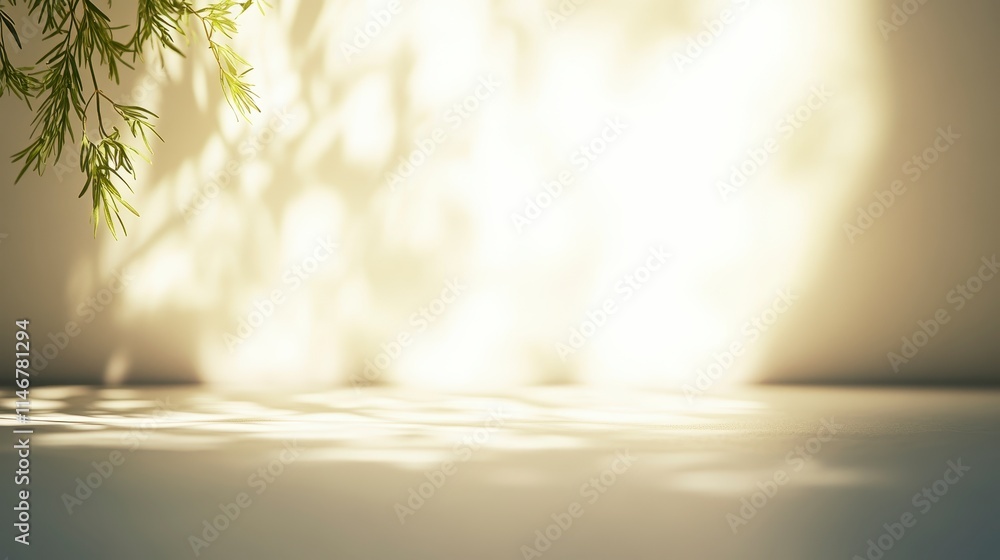 Aufkleber A soft, illuminated space with gentle shadows cast by foliage, creating a serene and tranquil atmosphere.