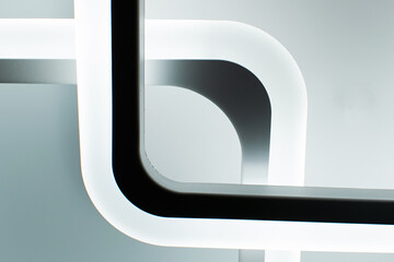 Illuminated rectangles on a dark background. 3d rendering
