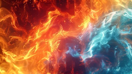 Fototapeta premium Fiery Abstract: A Dance of Opposites, Inferno and Glacial