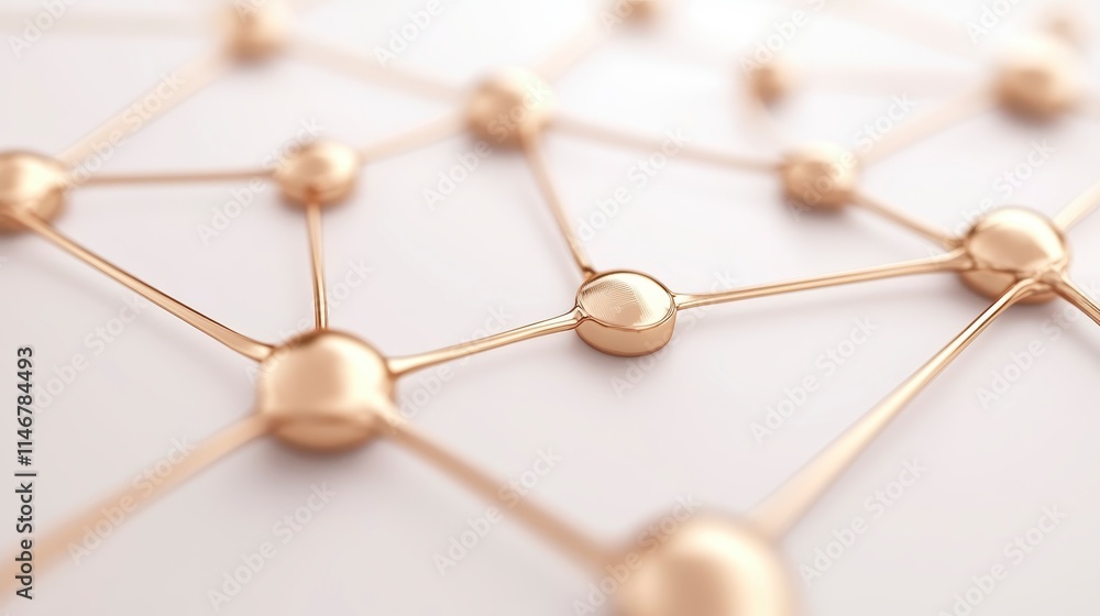 Poster a close-up view of interconnected nodes and lines, representing a network or system in a sleek, mode
