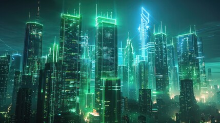 Neon Cityscape: A Futuristic Metropolis at Night
