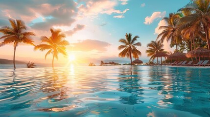 Sunset Paradise: Tropical Getaway at Infinity Pool