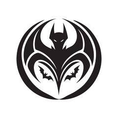 Intricate Black and White Tribal Bat Logo Design