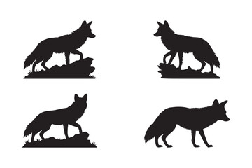 Fox Silhouette Set Perfect for Wildlife Logos and Outdoor Designs