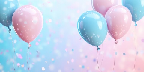 Pastel Pink and Blue Balloons Floating in a Festive Celebration