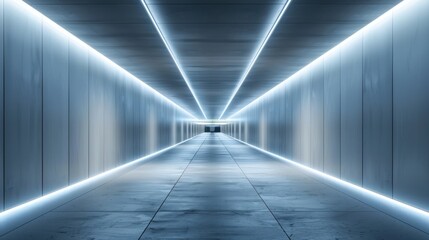 Futuristic Neon Tunnel: A Digital Rendering of a Modern, Sleek, and Brightly Lit Corridor