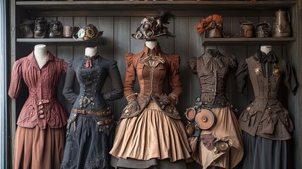 Steampunk Fashion: A Collection of Victorian-Inspired Clothing with Industrial and Science Fiction Elements.