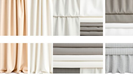 Fabric samples showing different textures and colors for interior design