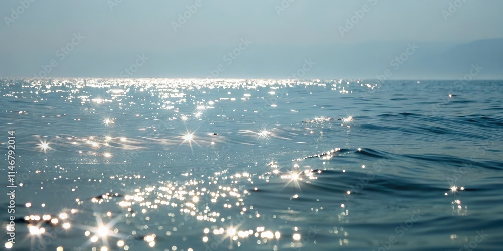 Poster sunlight reflecting off the surface of the water creating a shimmering effect on the gentle waves