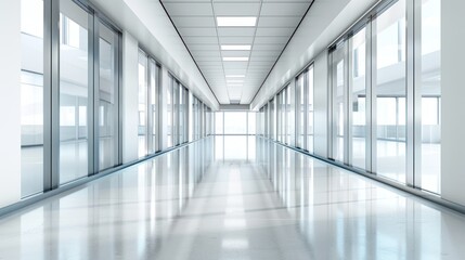 Modern Office Corridor: Clean, Bright, and Spacious Interior Design