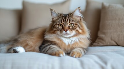 Persian cat resting on plush cushion with chic decor