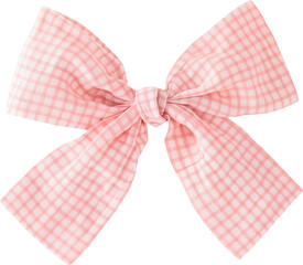 Pink checkered ribbon is tied in a bow