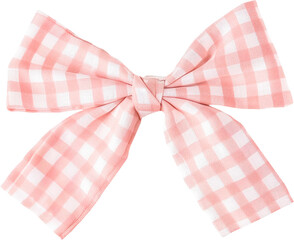 Pink and white checkered ribbon is tied into a bow