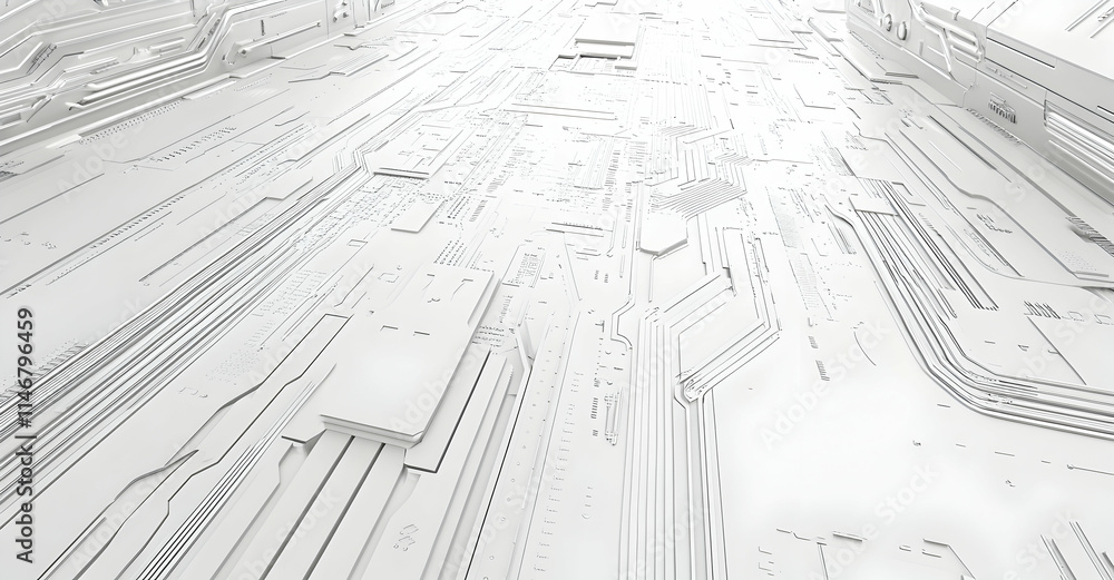 Poster circuit board vector, gray circuit pattern on a white background