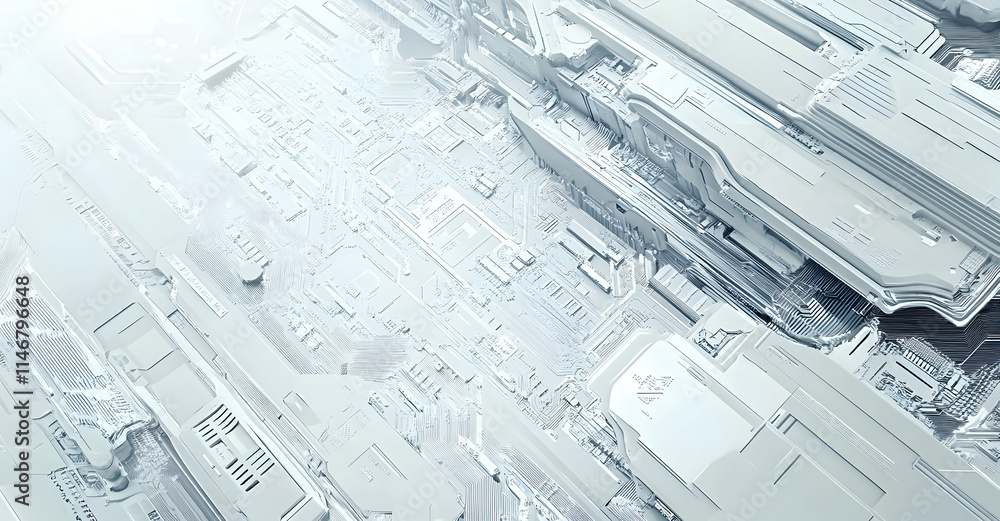 Poster circuit board vector, gray circuit pattern on a white background