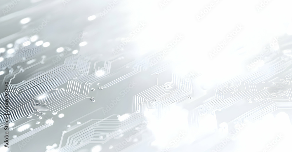 Poster circuit board vector background with gray circuit lines on a white background