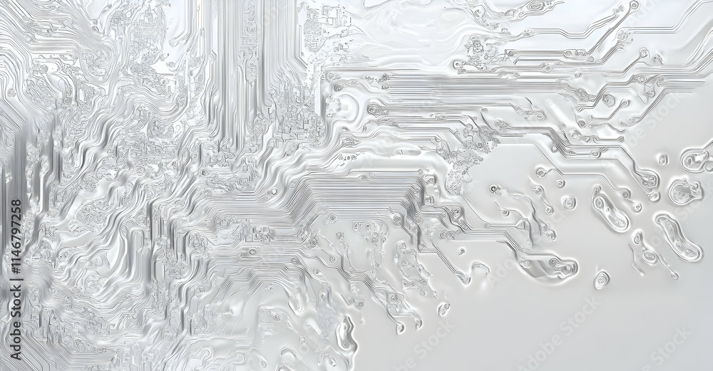 Poster circuit board vector background with gray circuit lines on a white background