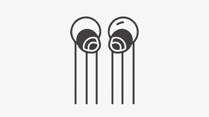 Sleek Earphones Line Icon Vector for Transparent Flat Design Illustration