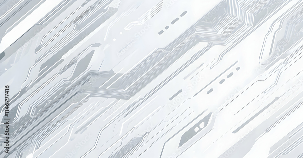 Poster circuit board vector background with gray circuit lines on a white background