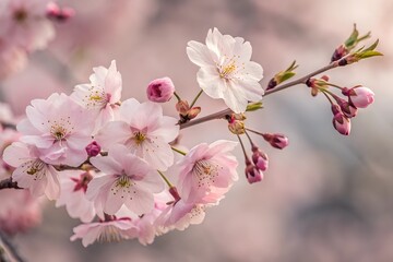 Obraz premium macro Delicate Pink Cherry Blossoms in Full Bloom on a Spring Day