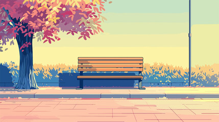 Obraz premium Tranquil Bench in Summer Park: Outdoor Scene