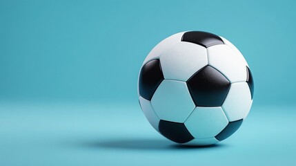 Naklejka premium Soccer ball on light blue background.
