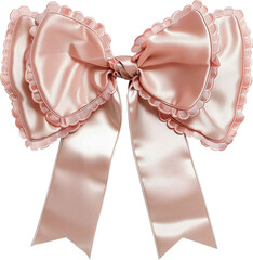 Pink ribbon with lace is tied into a bow