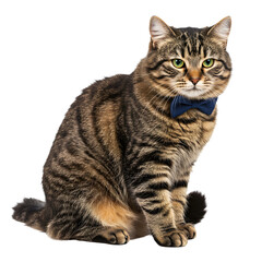 Fototapeta premium A cute cat wearing a tiny bowtie. png isolated background. transparent background.