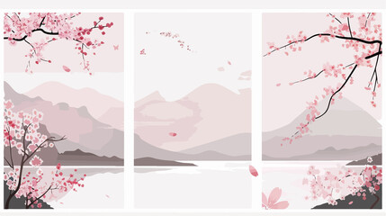 Beautiful Sakura Blossoms along River Bank - Tranquil Nature Landscape
