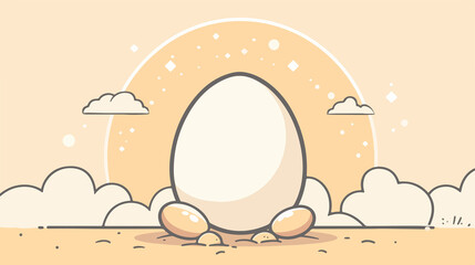 White Egg Illustration on Background, Minimalistic Design