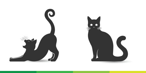 Cat silhouette set showcasing sleek and stylish feline shapes, ideal for creative projects.