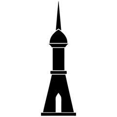 Obraz premium Black Minaret on solid white background