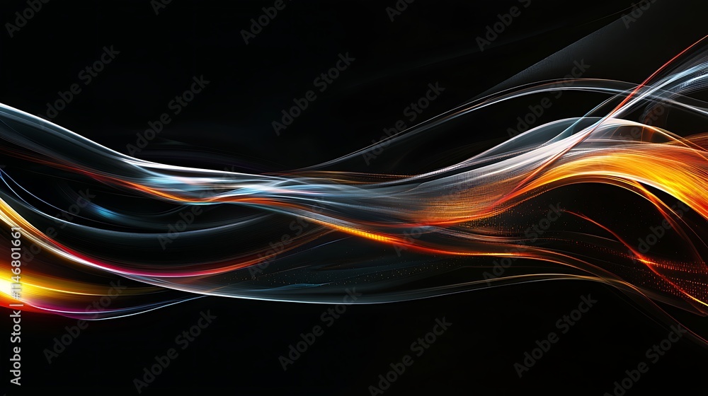 Poster abstract flow: dynamic interplay of light and color, creating an abstract wave of energy. perfect fo