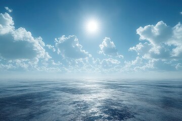 Naklejka premium Serene Sky Over Calm Ocean with Soft Clouds