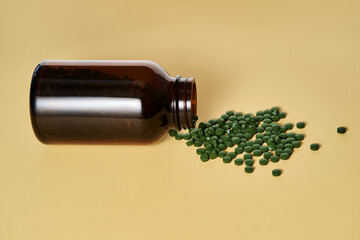 Superfood chlorella in tablet form.