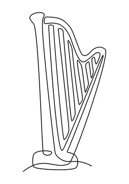 black line art harp on white clip art preview