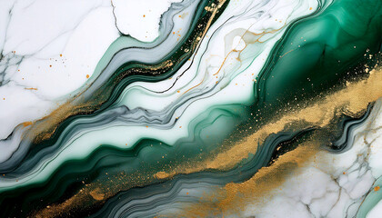 Fototapeta premium Abstrakcyjne jasne tło do projektu, tapeta, kolor biały, złoty, zielony, czarny, tekstura marmuru, wzór w kształcie fal