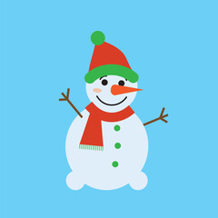 Snowman cartoon vector. Snowman wear a winter theme. Graphic resource about winter and christmas for content , banner, sticker label and greeting card.