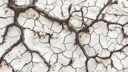 Detailed Close-up of Cracked Earth Surface Revealing Textured Patterns and Natural Complexity, Perfect for Environmental and Soil Studies