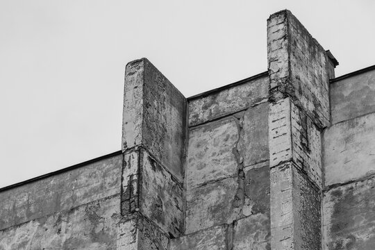 Abstract industrial architecture background, rough weathered concrete