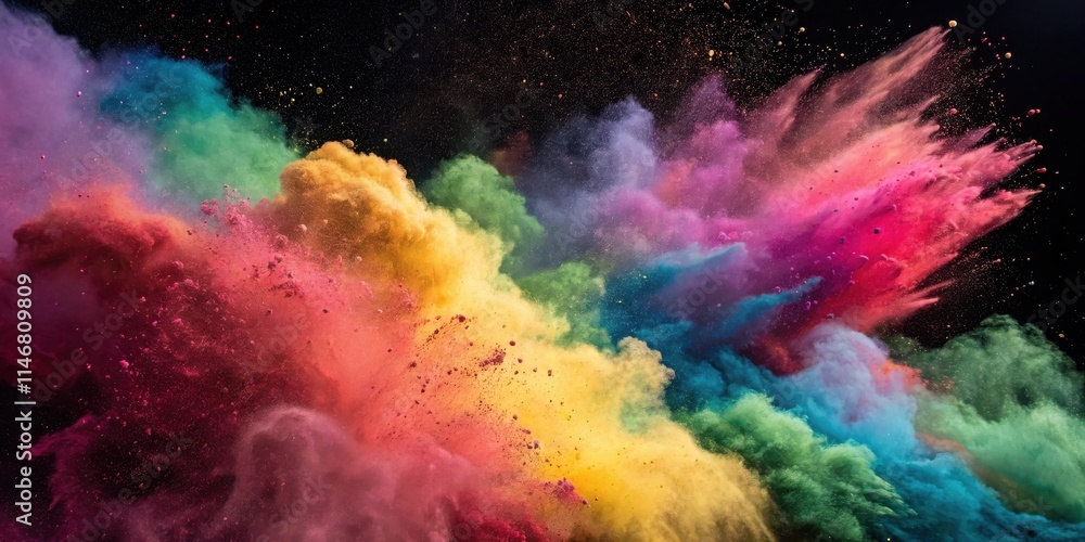 Aufkleber A vibrant explosion of color, a spectrum of hues dancing against a dark backdrop, each shade cascading into the next, creating a mesmerizing display of color and energy.