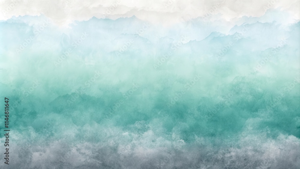 Poster abstract watercolor gradient of teal and white with a subtle gray underlay