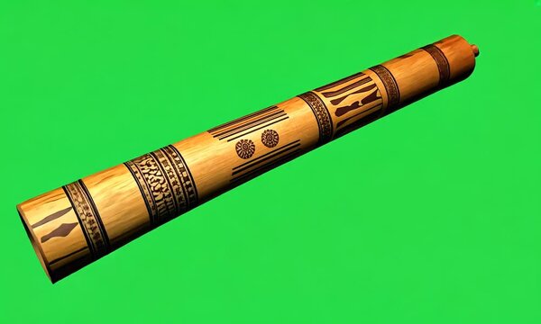 Didgeridoo 3D cartoon on a green background.
