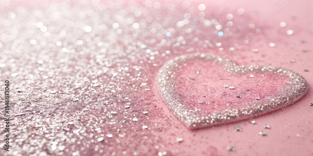 Aufkleber a delicate heart shape outlined in sparkling glitter, set against a backdrop of shimmering dust and 
