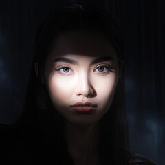 Dramatic Interplay of Light and Shadow on a Face